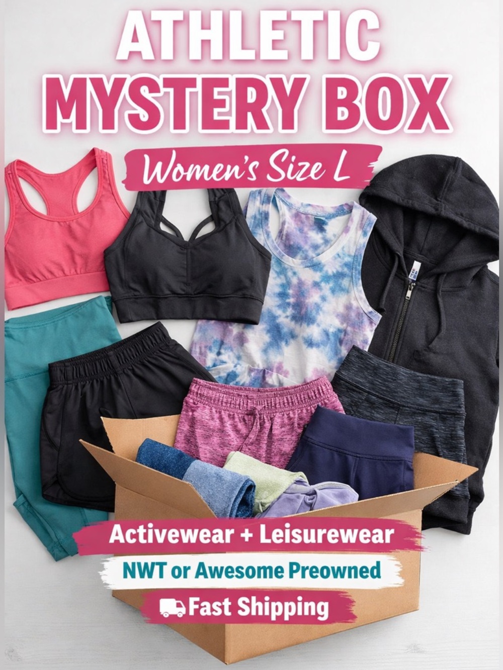 Women’s Athletic Workout Clothes Mystery Box Size L | Activewear Bundle